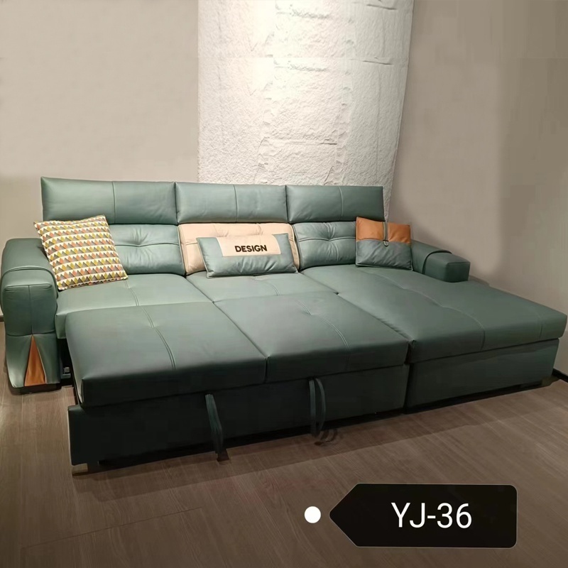 Modern sofa bed living room furniture expandable L-shaped MIcrofiber fabric sofa retractable corner sofa