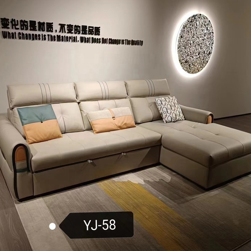 Modern sofa bed living room furniture expandable L-shaped MIcrofiber fabric sofa retractable corner sofa