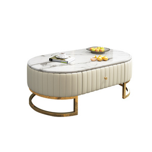 Living room furniture light luxurious coffee table set modern fashion metal foot marble tea table fish tank aquarium table