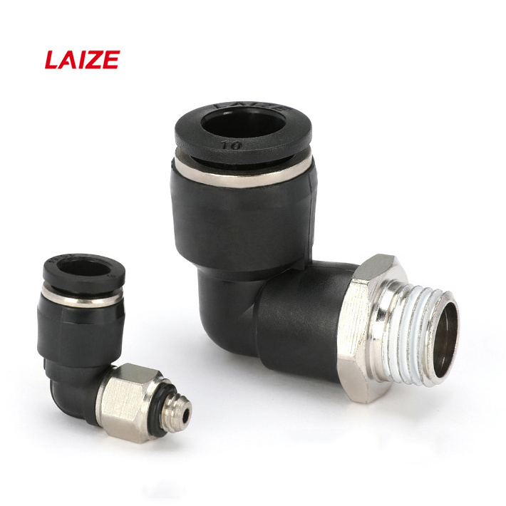 PL Pneumatic Fitting Male Elbow Push to Connect Air Fitting Union Black Hot Product 2022 Metric System 1.5 Years