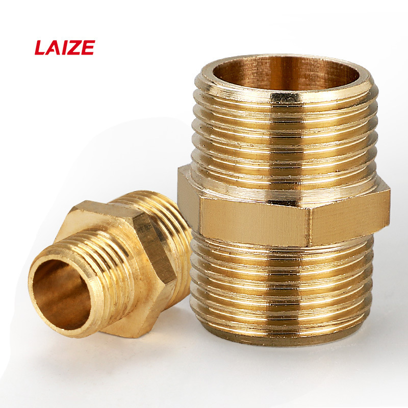 Brass Pipe Fitting Hex Nipple Hose Connector 150psi Heavy Duty Adapte  Double Male Thread Coupling Hexagonal Pipe Coupler