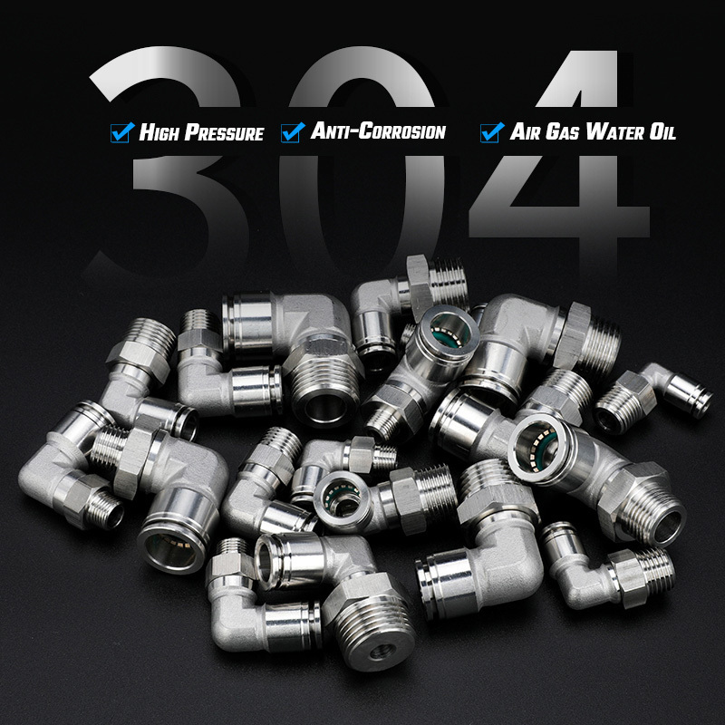 Pneumatic Parts Straight Elbow Tee Adapters One Touch / Push in / Rapid / Compression Tube / Pipe /  Air Hose Fittings