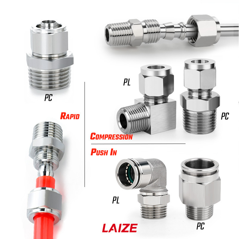 Pneumatic Parts Straight Elbow Tee Adapters One Touch / Push in / Rapid / Compression Tube / Pipe /  Air Hose Fittings