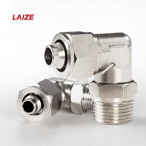 Male Elbow Swivel Adaptor Rapid Push on Pneumatic air hose fittings quick elbow nickel brass pneumatic Connectors