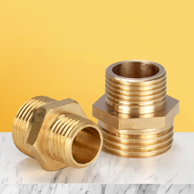 Brass Pipe Fitting Hex Nipple Hose Connector 150psi Heavy Duty Adapte  Double Male Thread Coupling Hexagonal Pipe Coupler