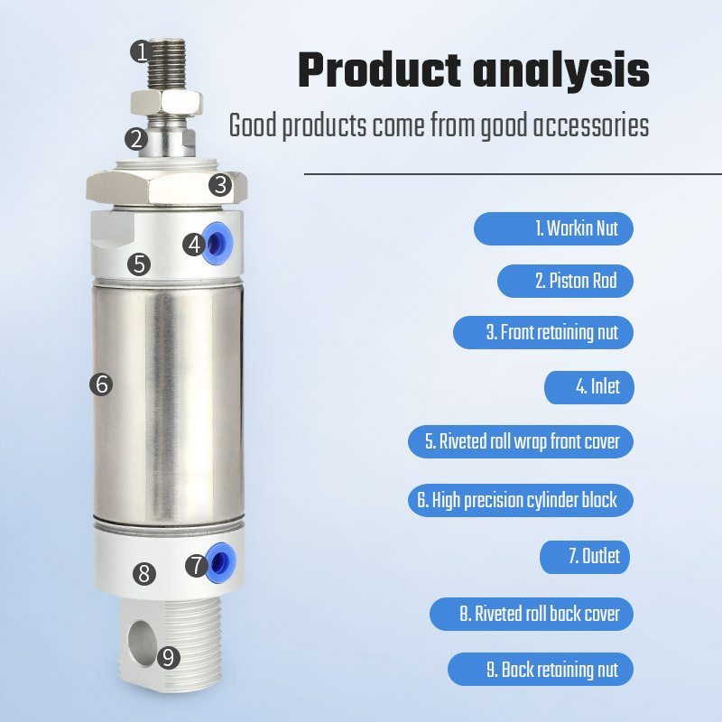 LAIZE MA Series Mini Air Cylinder Stainless Steel Double Action Pneumatic Air Piston Cylinder Bore 16 20 25 32 40mm AirTec Type