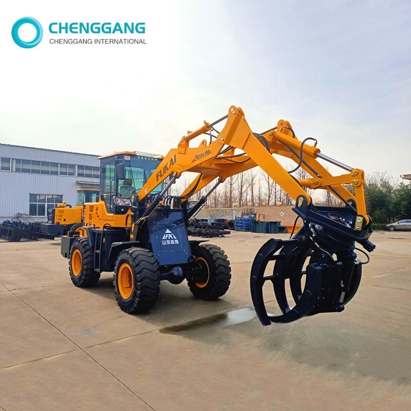 Mini wheel loader with log clamp/hydraulic timber grab sugar cane loader