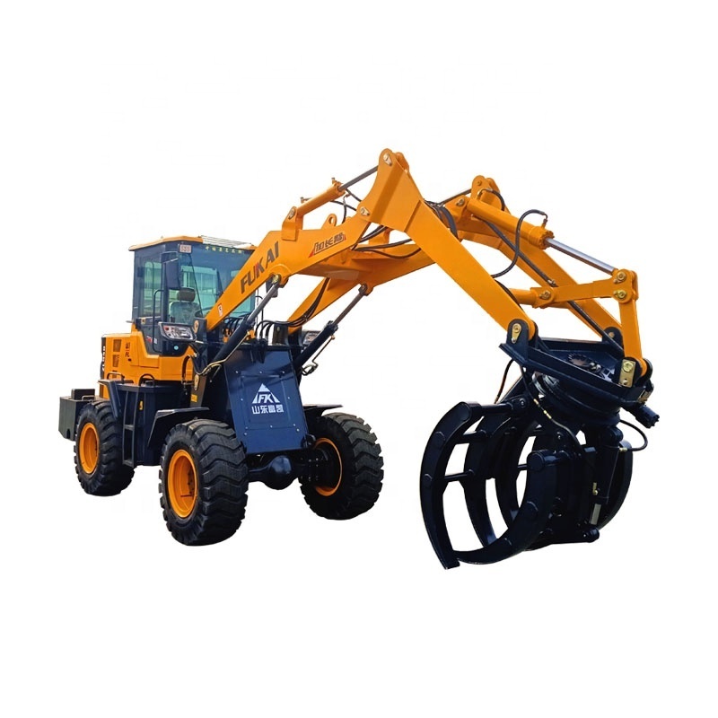 Mini wheel loader with log clamp/hydraulic timber grab sugar cane loader