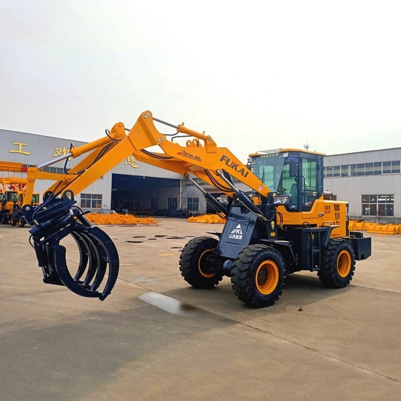 Mini wheel loader with log clamp/hydraulic timber grab sugar cane loader