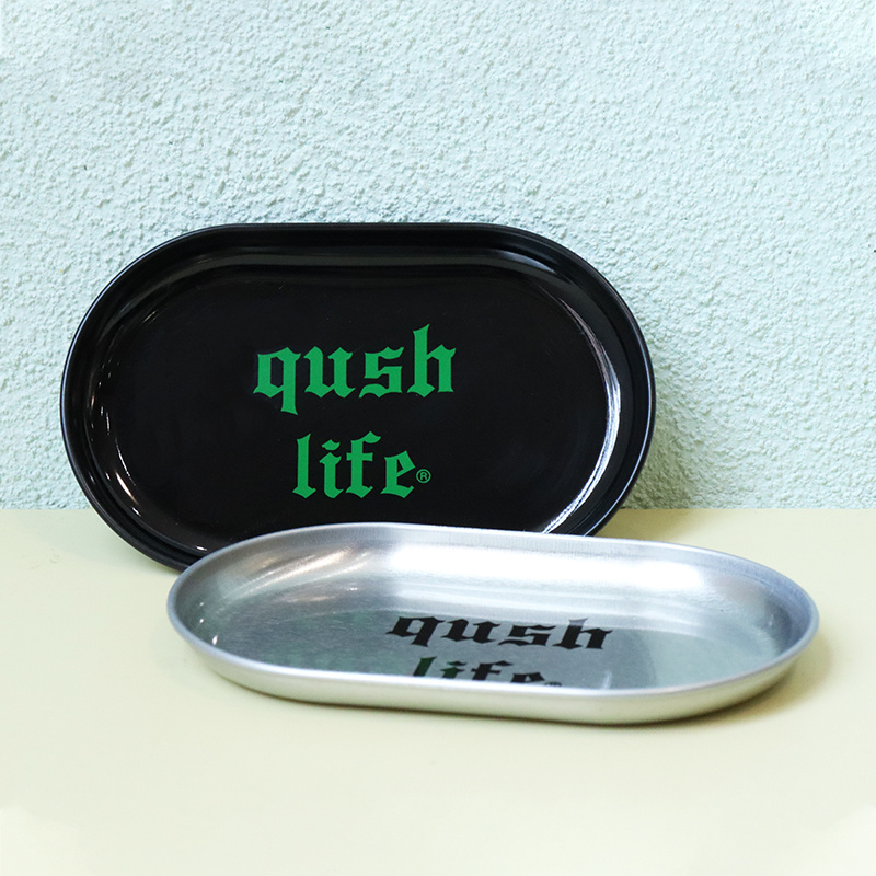 Smallest Size Smoking Accessories Custom Logo Mini Small Rolling Tray Metallic Tobacco Rolling Tray 13cmx8cm 130mm x 80mm 5