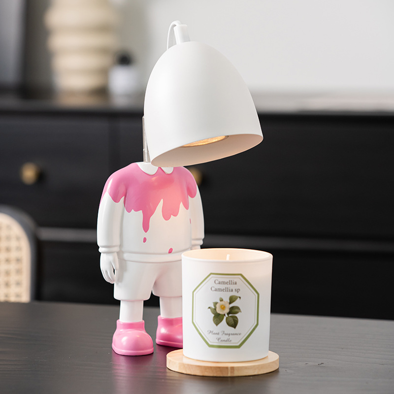 Pink Color Robot Fragrance Wax Melting Lamp Flameless Fragrance Electric Candle Warmer Table Lamp