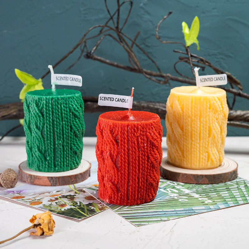 Novelty Style Candle Making Bakhoor Scent Fall Decor Yarn Post Christmas Pillar Candles for Office Decor Accessories