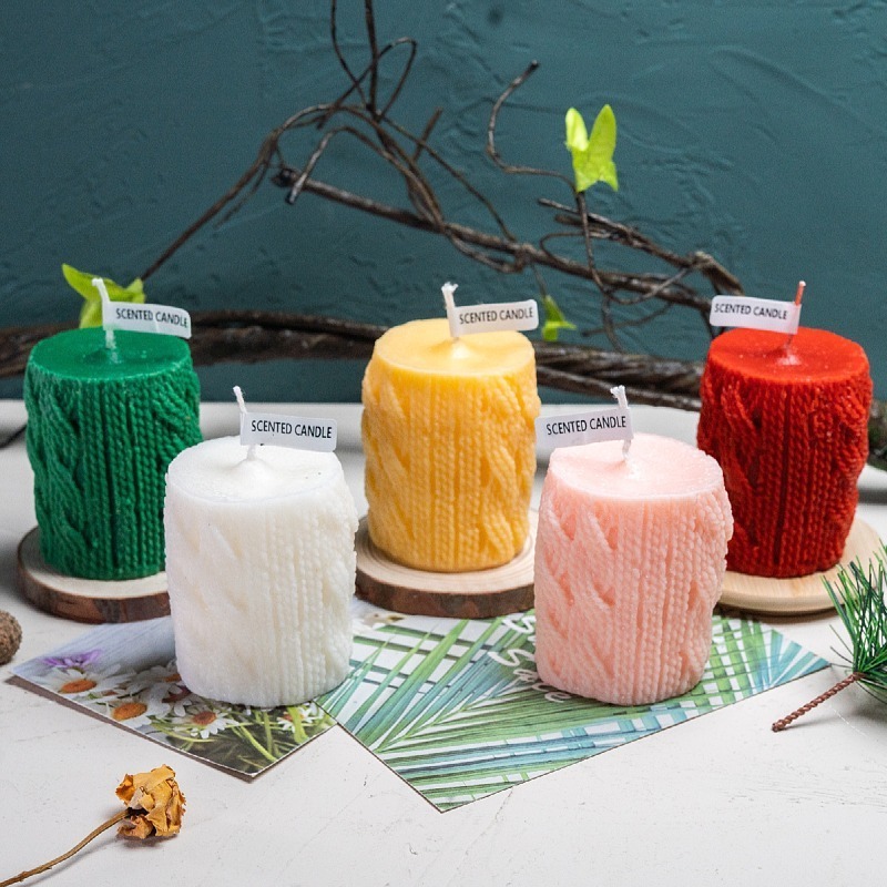 Novelty Style Candle Making Bakhoor Scent Fall Decor Yarn Post Christmas Pillar Candles for Office Decor Accessories