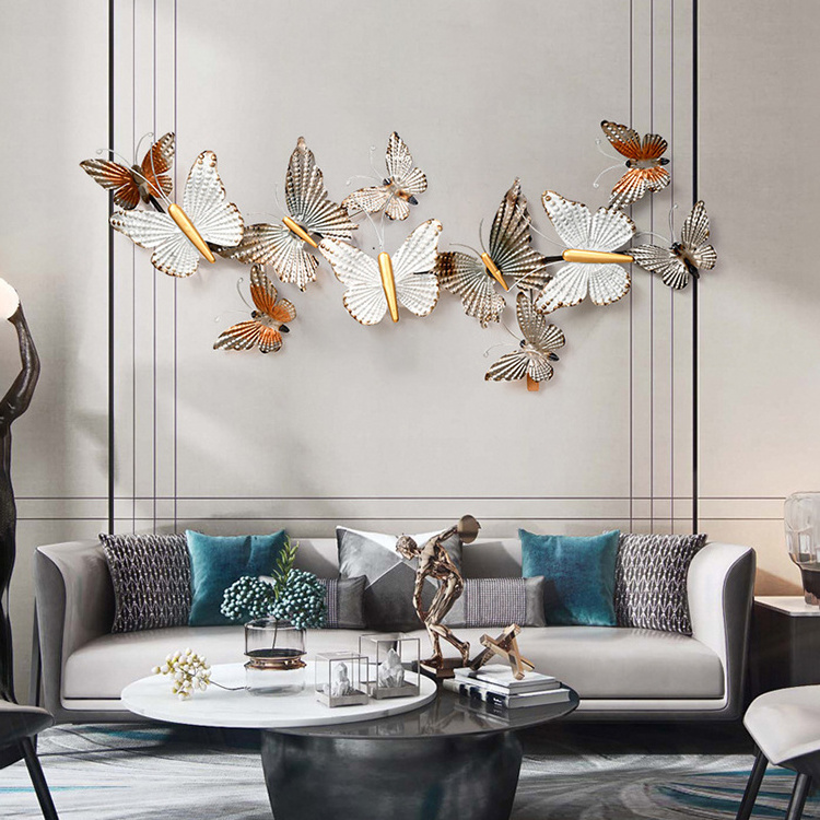 Custom Metal Home Decoration Iron Living Room 3d Butterfly Art Silver Wall Decoration