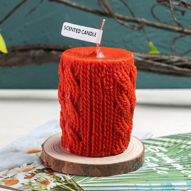 Novelty Style Candle Making Bakhoor Scent Fall Decor Yarn Post Christmas Pillar Candles for Office Decor Accessories