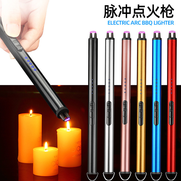 All Black Slim Candle Rechargeable Electric Usb Barbecue Portable Long Lighter