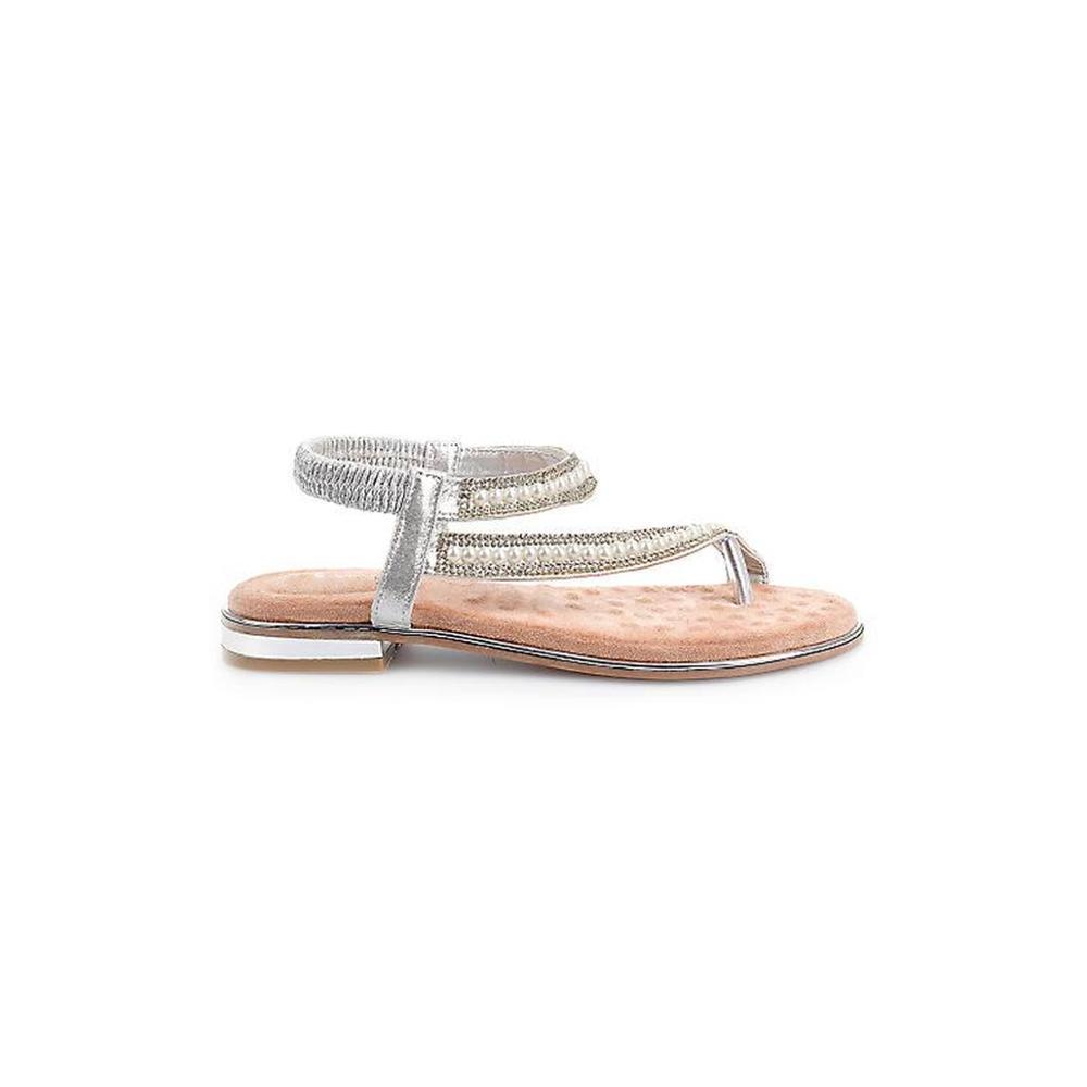 Flat Women Parl Swirl Sandals With Back Elastic New Fashion Design Ladies Comfortable Foot Thumb Toe Sandal