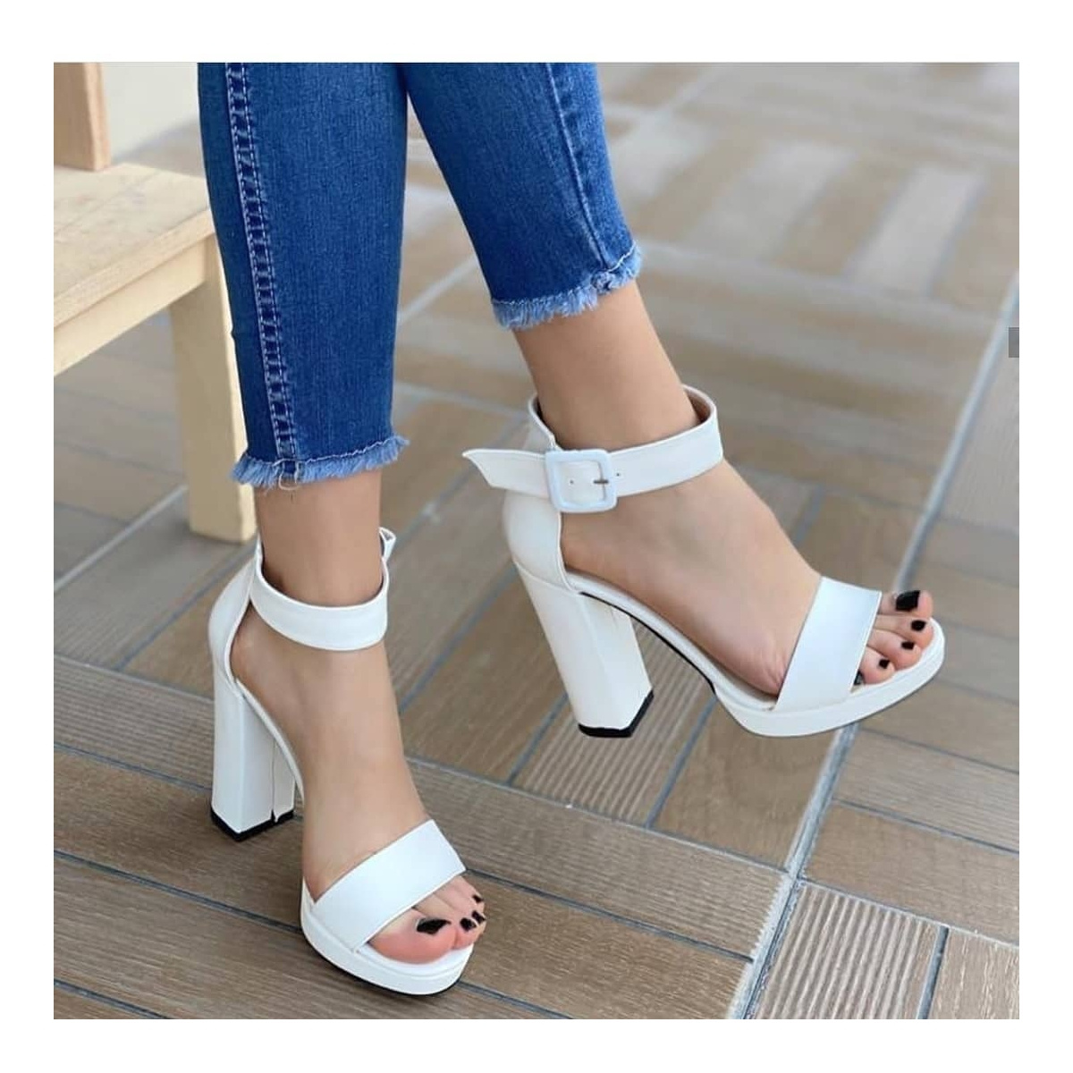 Party color design women latest fancy high block heels platform ankle strap heeled sandals shoes in red black golden & many more