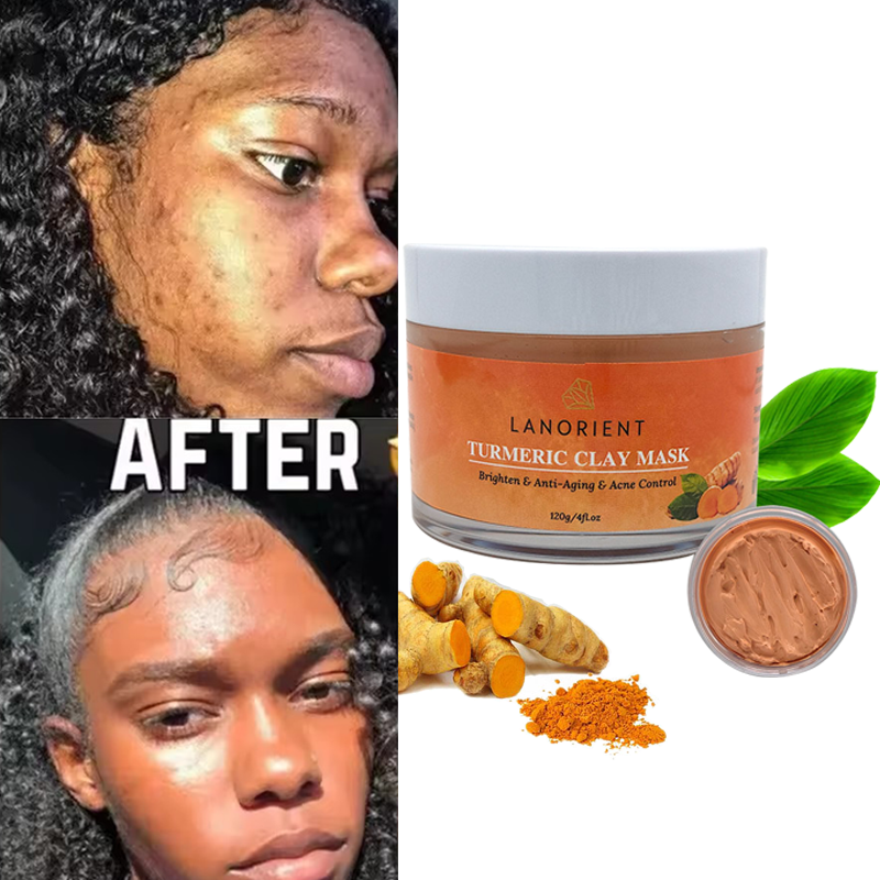 Turmeric Mud Facial Mask 120g Deep Cleansing Blackheads Clay Mask Brighten Acne Dark Spots Removal Exfoliating Mud