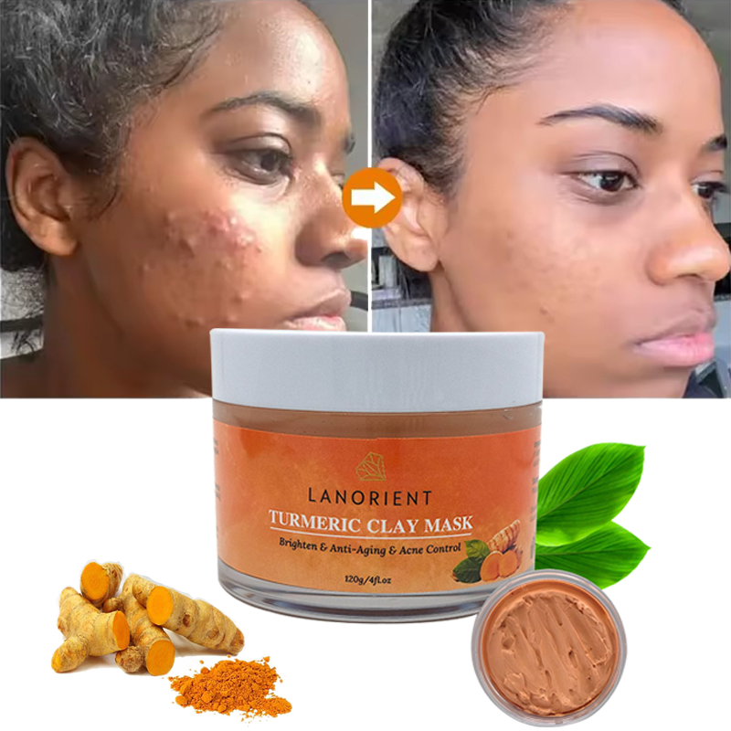 Turmeric Mud Facial Mask 120g Deep Cleansing Blackheads Clay Mask Brighten Acne Dark Spots Removal Exfoliating Mud