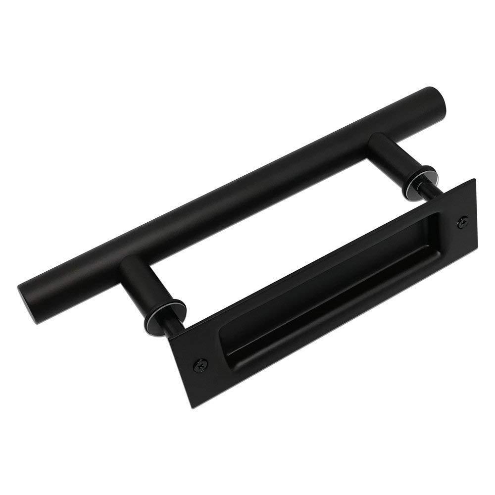 carbon steel american style black door handle for sliding barn door