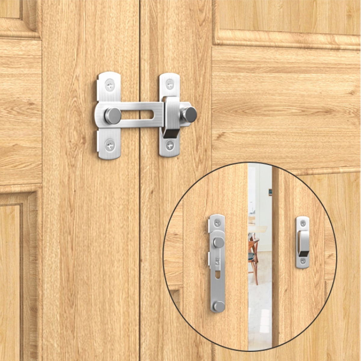 Lake Sea Flip Barn Door Lock Latch 90 Degree Safety Gate Latch Right Angle Sliding Door Bolt Stainless Steel,Brushed Finish