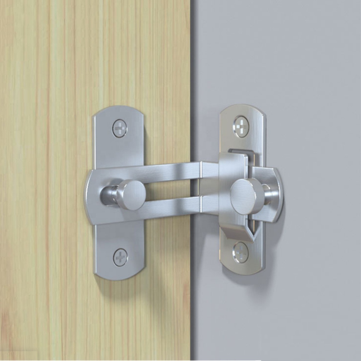 Lake Sea Flip Barn Door Lock Latch 90 Degree Safety Gate Latch Right Angle Sliding Door Bolt Stainless Steel,Brushed Finish