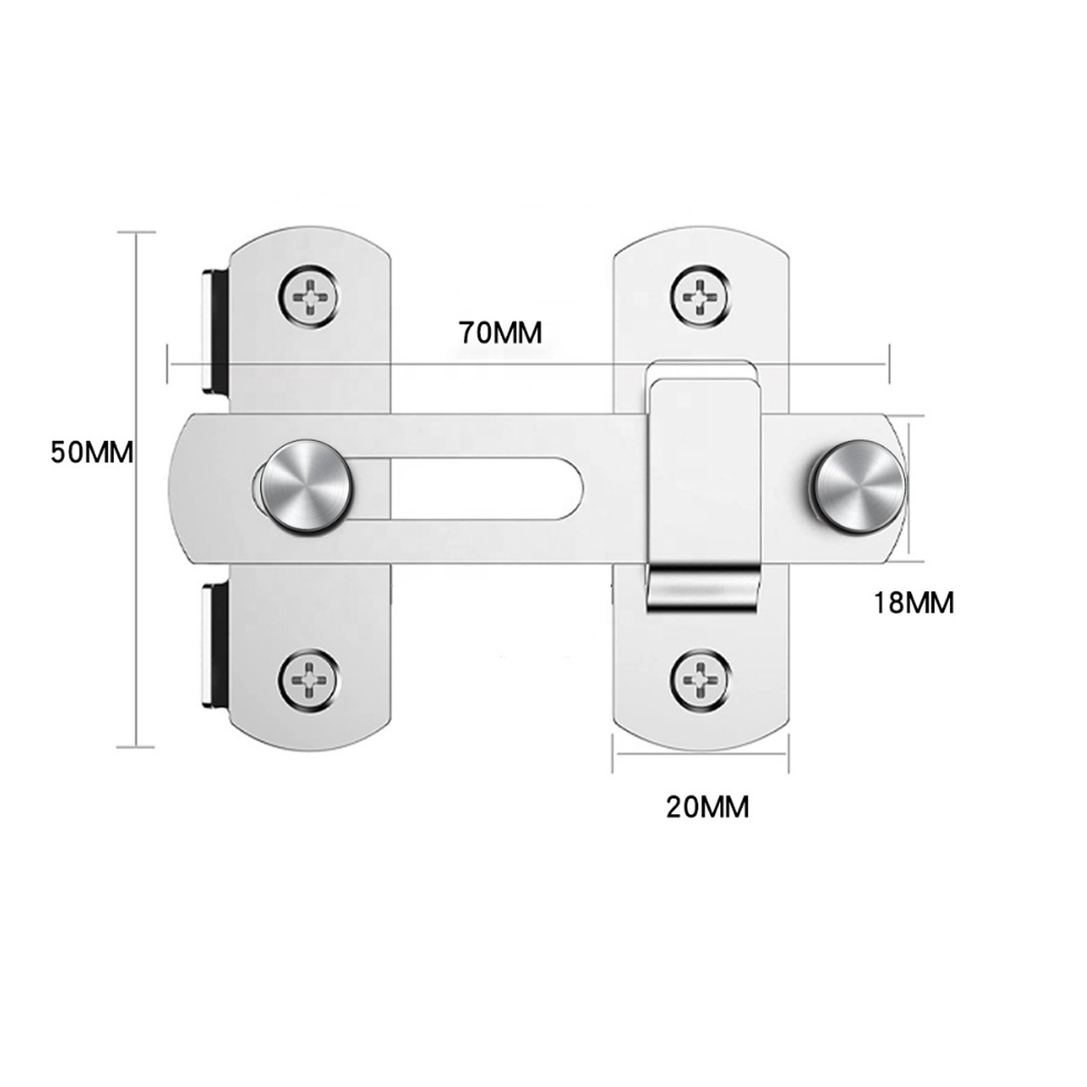 Lake Sea Flip Barn Door Lock Latch 90 Degree Safety Gate Latch Right Angle Sliding Door Bolt Stainless Steel,Brushed Finish