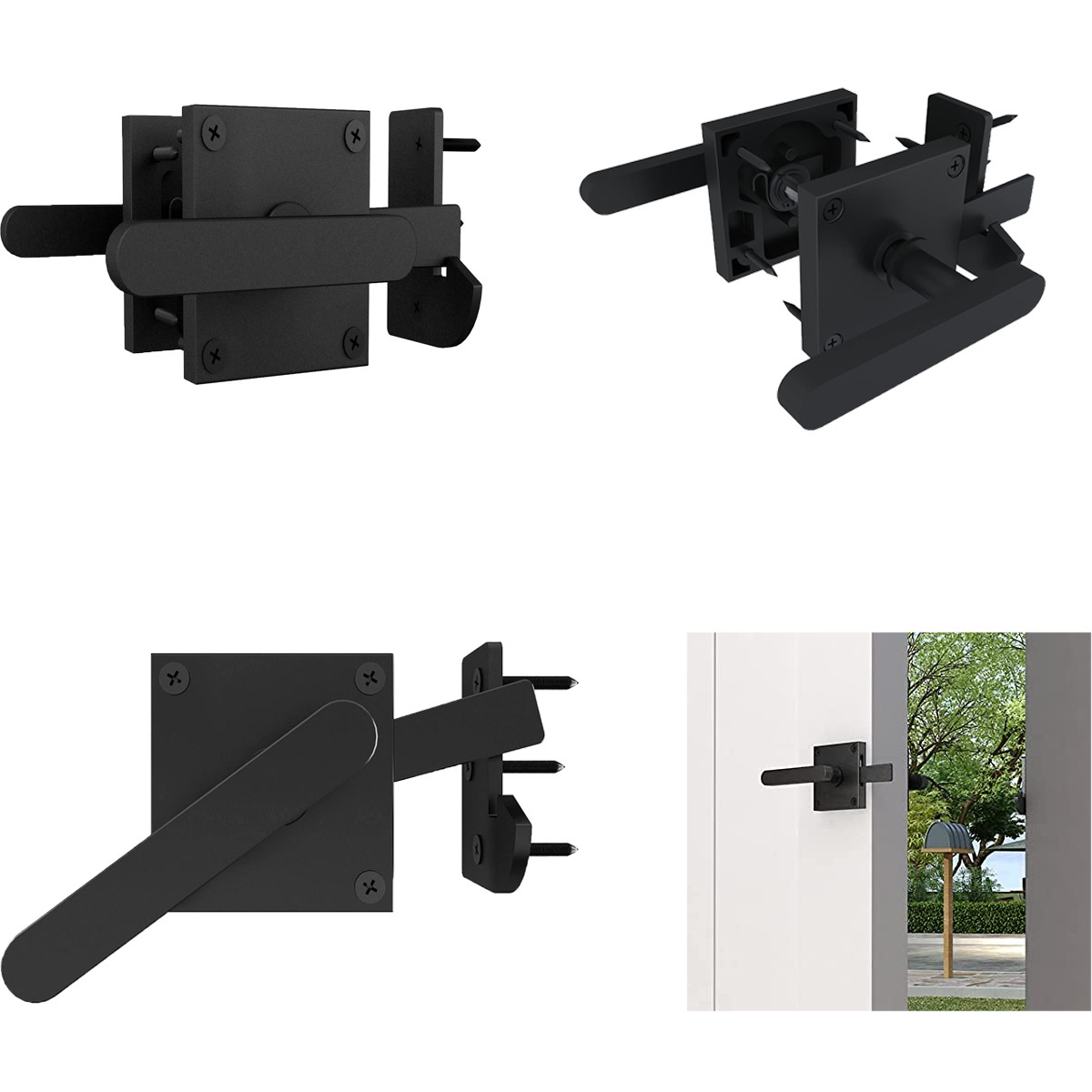 Rustic Gate Latch for Cabinet Bar Closet Shed Cabin Garage Pull Hook Hardware Black Wrought Cast Iron Sliding Barn Doors Lock