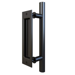 carbon steel american style black door handle for sliding barn door