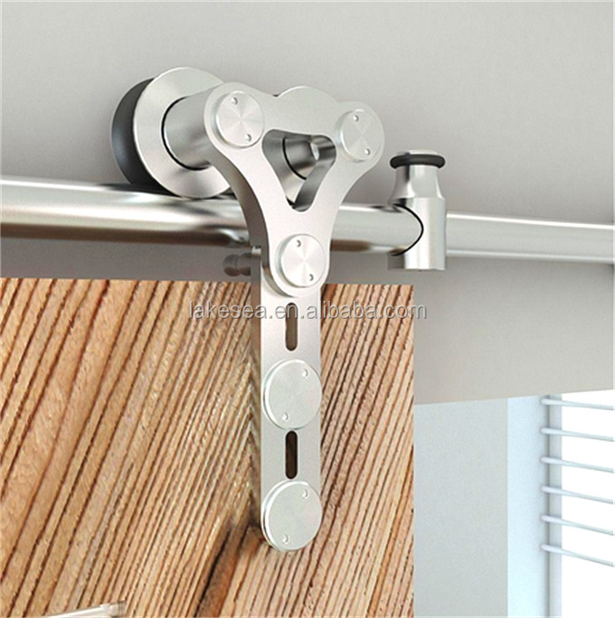 SS304 Stainless Steel Sliding Barn Door Hardware For Solid Wood Door Hardware