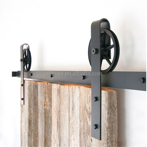 Black powder coated functional sliding door hardware