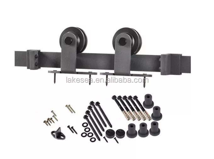 High quality black Soundproof Interior barn door  Rail Hanging Single Slide Kit Sliding Barn Door Hardware