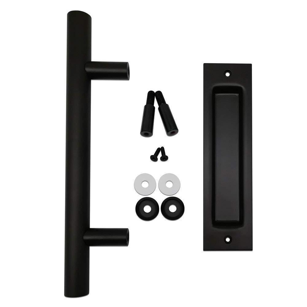 carbon steel american style black door handle for sliding barn door