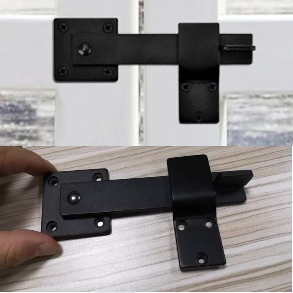 Matte Black Solid Wood Sliding Door Hardware Sturdy 6