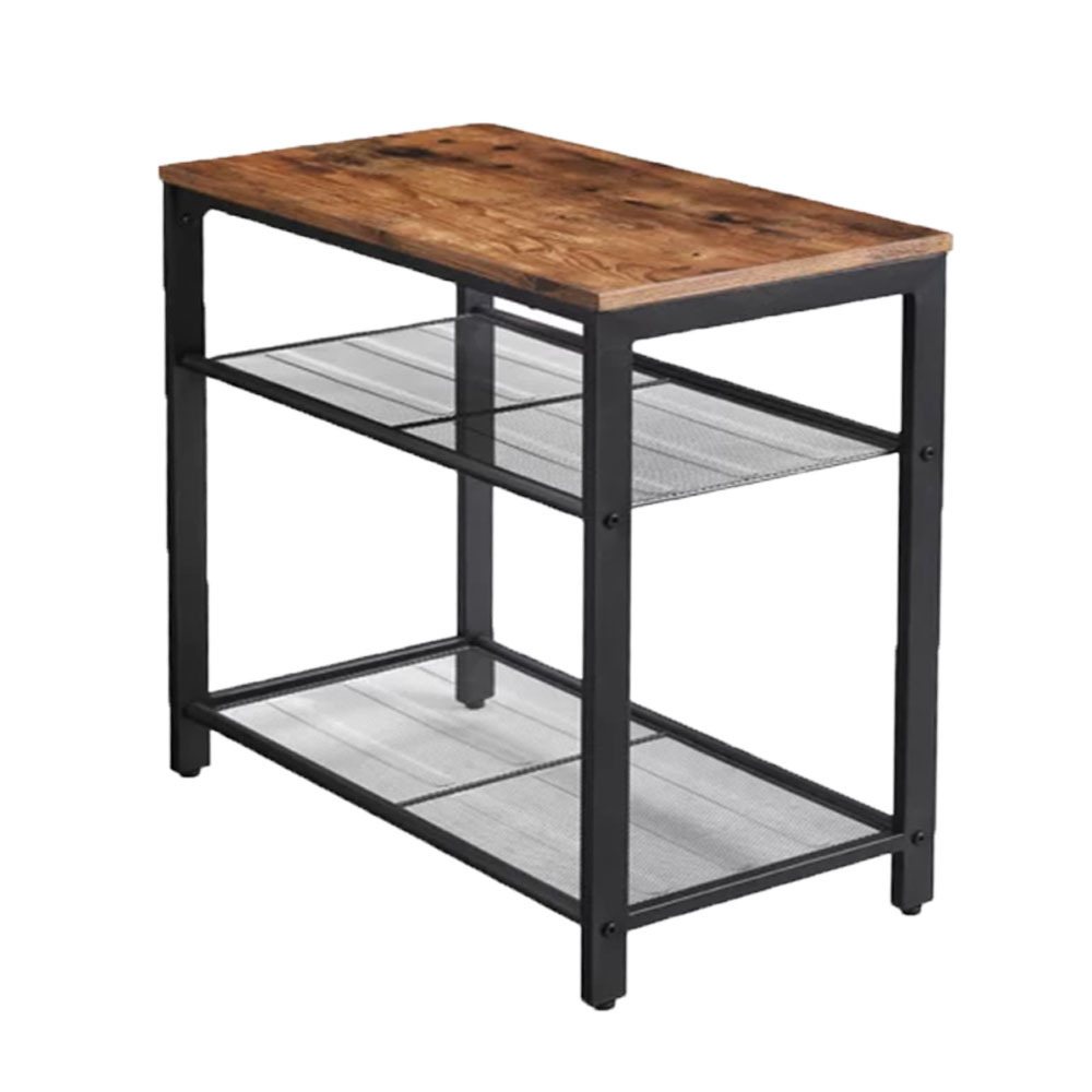 Narrow 2 Tier Side Table with Open Storage for Bedroom Living Room