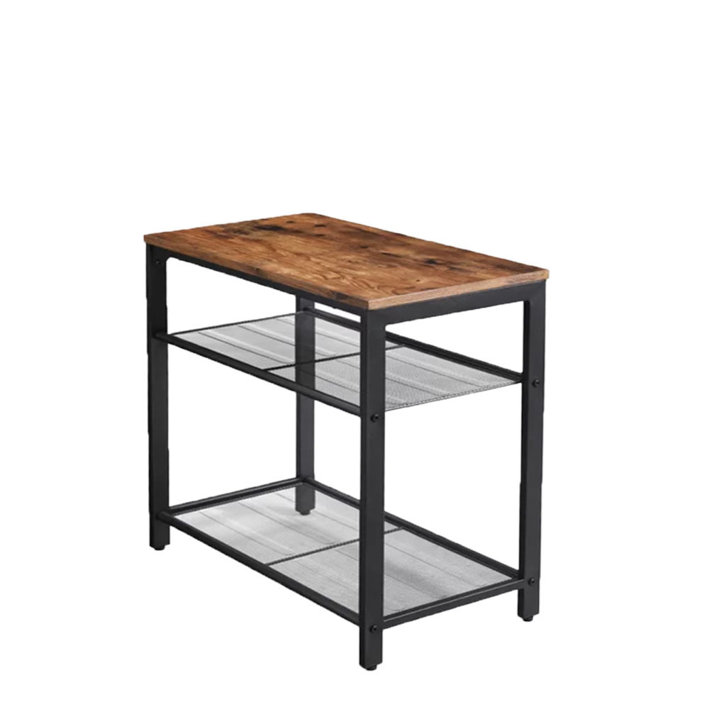 Narrow 2 Tier Side Table with Open Storage for Bedroom Living Room