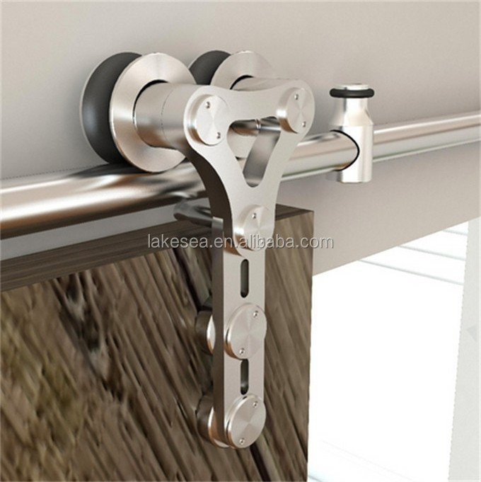 SS304 Stainless Steel Sliding Barn Door Hardware For Solid Wood Door Hardware