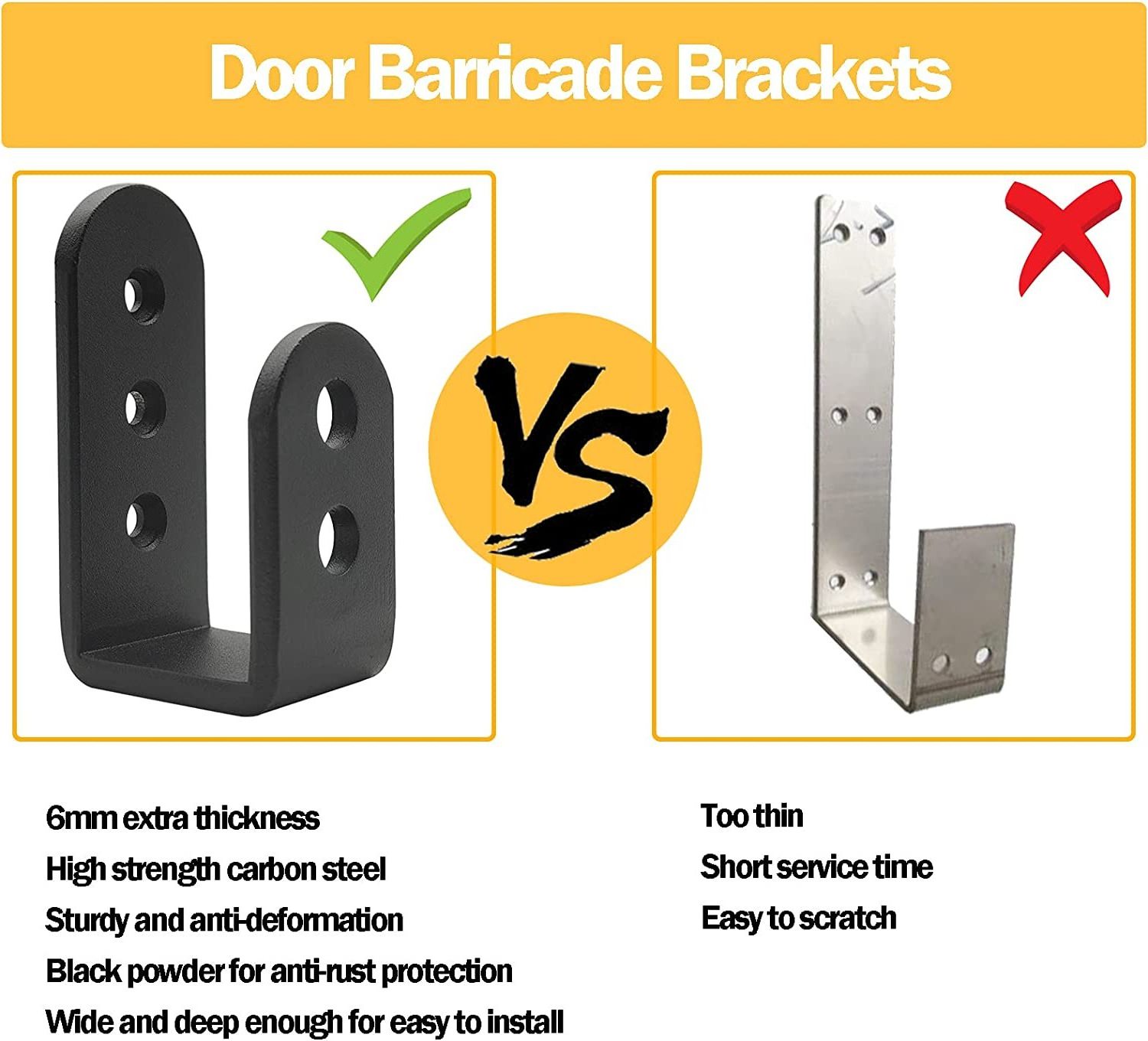 Heavy Duty Open Bar Security Holder Bracket for barn door