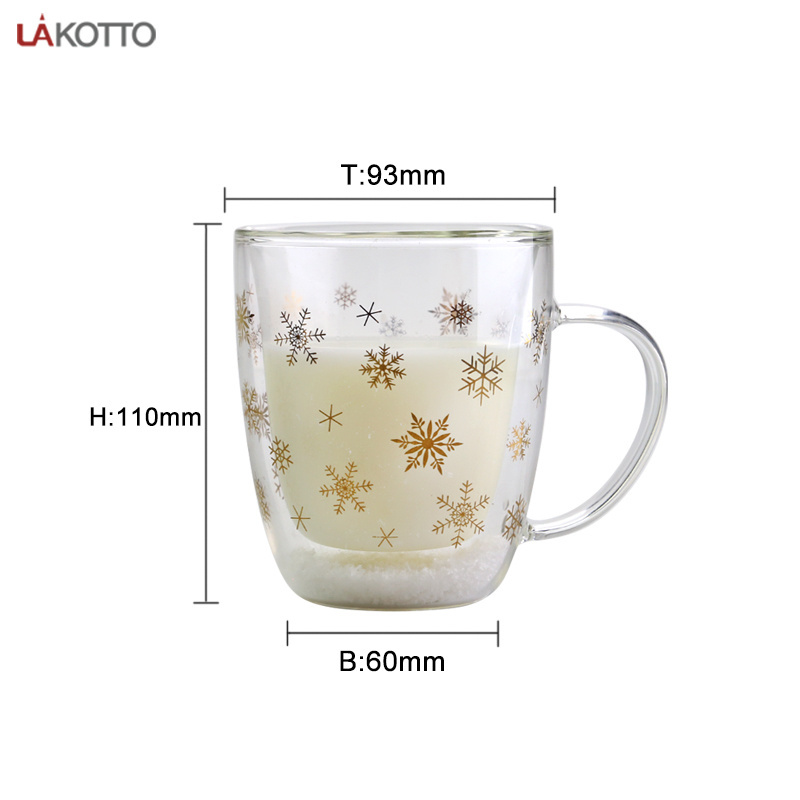 Cute shape double wall glass coffee cups with nice decals designs glass cups double wall cups