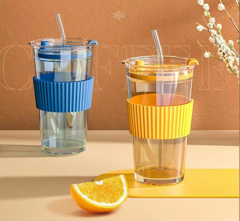 Glassware customized sublimation logo drink cup cold iced beer coffee tea water tumblers glass with straw