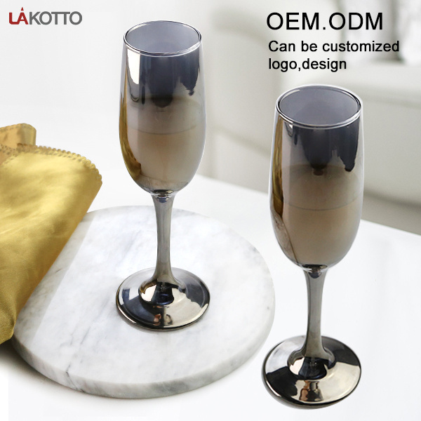 Manufacturer supply champagne glasses black goblet wine glass can be custom glass goblet