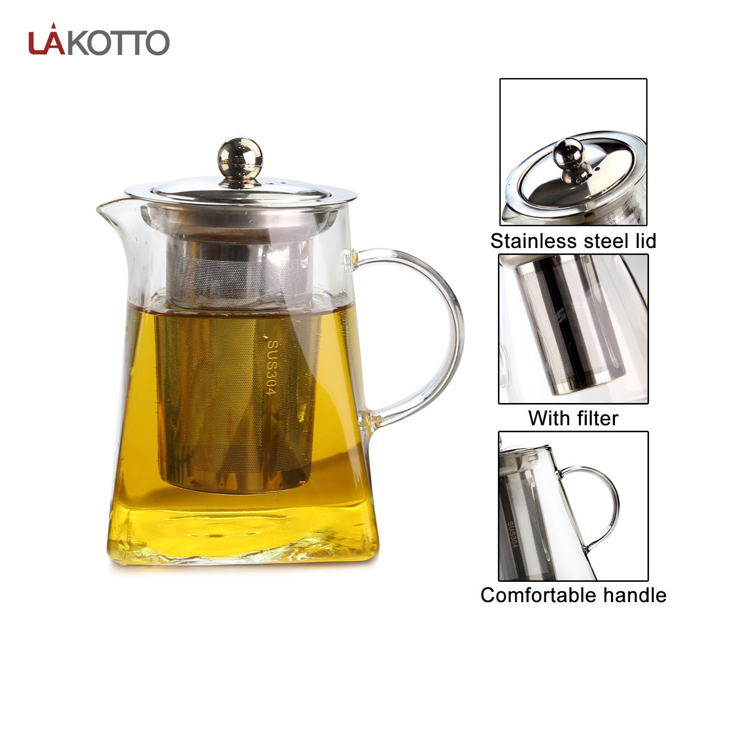 hot selling Glass Tea Set Glass Teapot Tea Infuser borosilicate glass tea pot with removable infuser