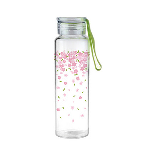 420ml High borosilicate glass bottle with cherry blossom decals