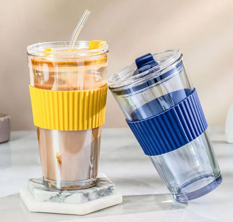 Glassware customized sublimation logo drink cup cold iced beer coffee tea water tumblers glass with straw