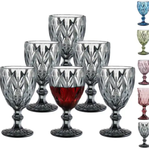 Vintage wine glass Embossed Design Drinkware Pink Blue Diamond Wedding Champagne Goblet cristal colored Wine Glass Cup Glassware