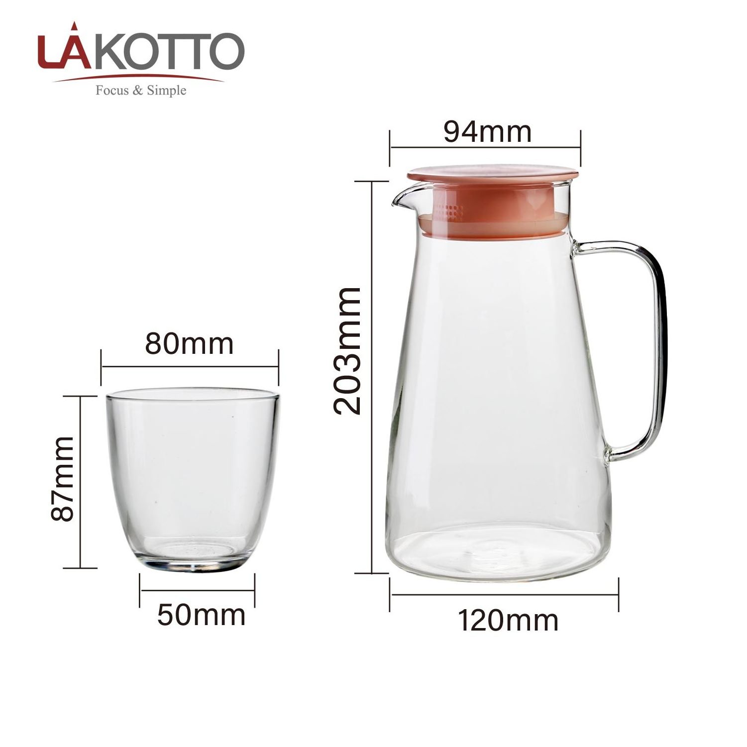 Large Cool Glass Pitcher Water kettle Jug Carafe with Plastic Lid and Spout For Hot Cold Water Tea Juice Coffee Lemonade