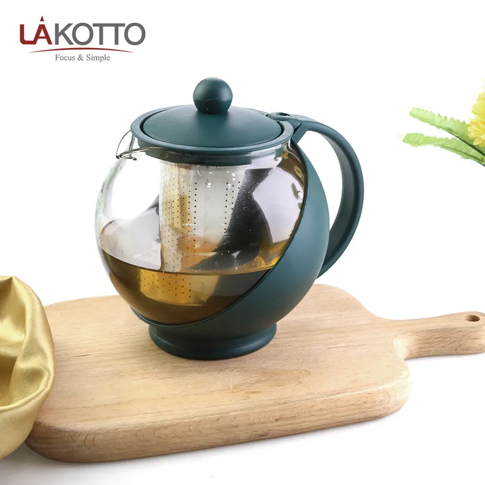 New Product Glassware Heat Tempered Blooming Glass Flower Glass Tea Pot Heat Resistant With Tea Infuser Loose Leaf Tea Pots