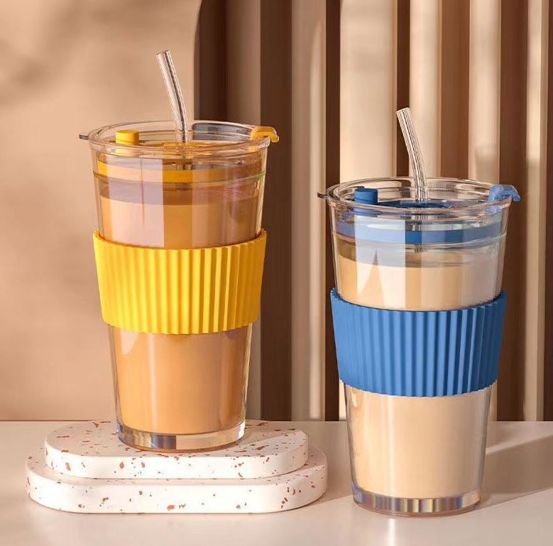 Glassware customized sublimation logo drink cup cold iced beer coffee tea water tumblers glass with straw