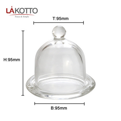 Clear Crystal Glass Square Shaped Lemon Dome Glass Butter Dish with Lid Glassware Jar Dome with Plate Glass Lemon Dish